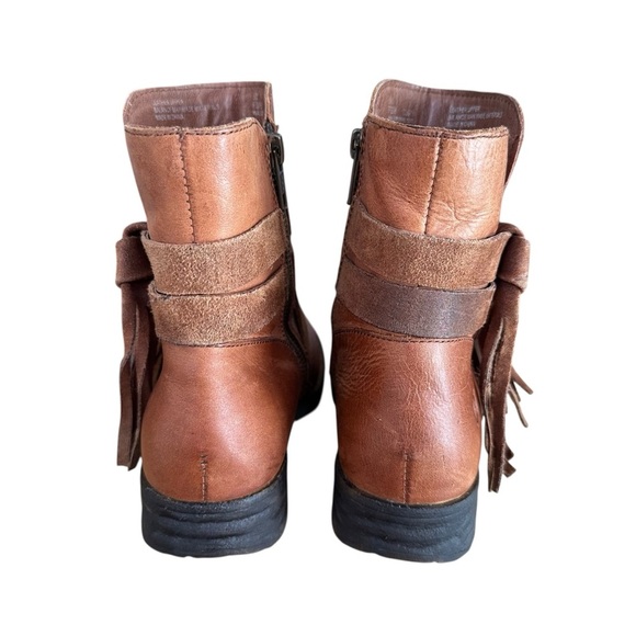 BORN Perl Brown Leather Ankle Boots Suede Tassel Western Boho Coastal Cowgirl 6 - Picture 5 of 12